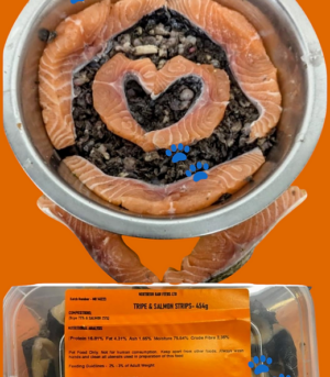 Tripe & Salmon Strips - 454g